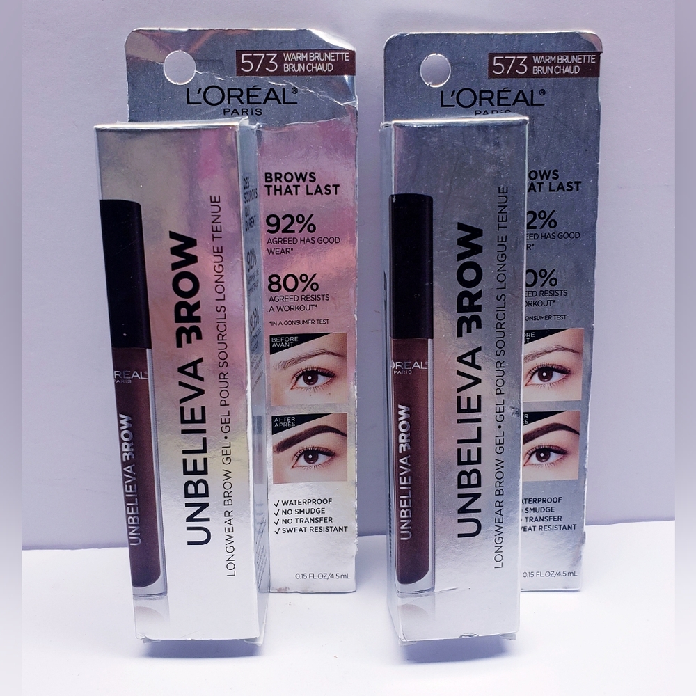 L’Oréal Unbelieva Brow Longwear Waterproof Tinted Brow Gel,573 WARM BRUNETTE (2)
